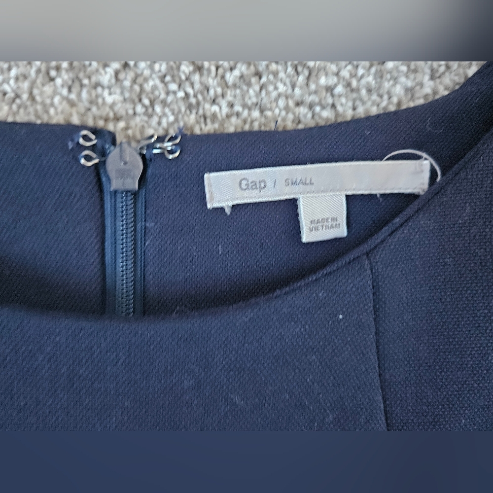 Gap Midnight Blue Lined Sheath Boxy Mini Dress Zipper Pockets Size Small